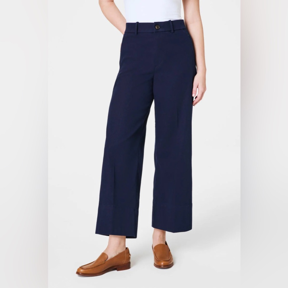 Spanx Crop Wide Leg Trouser in Navy